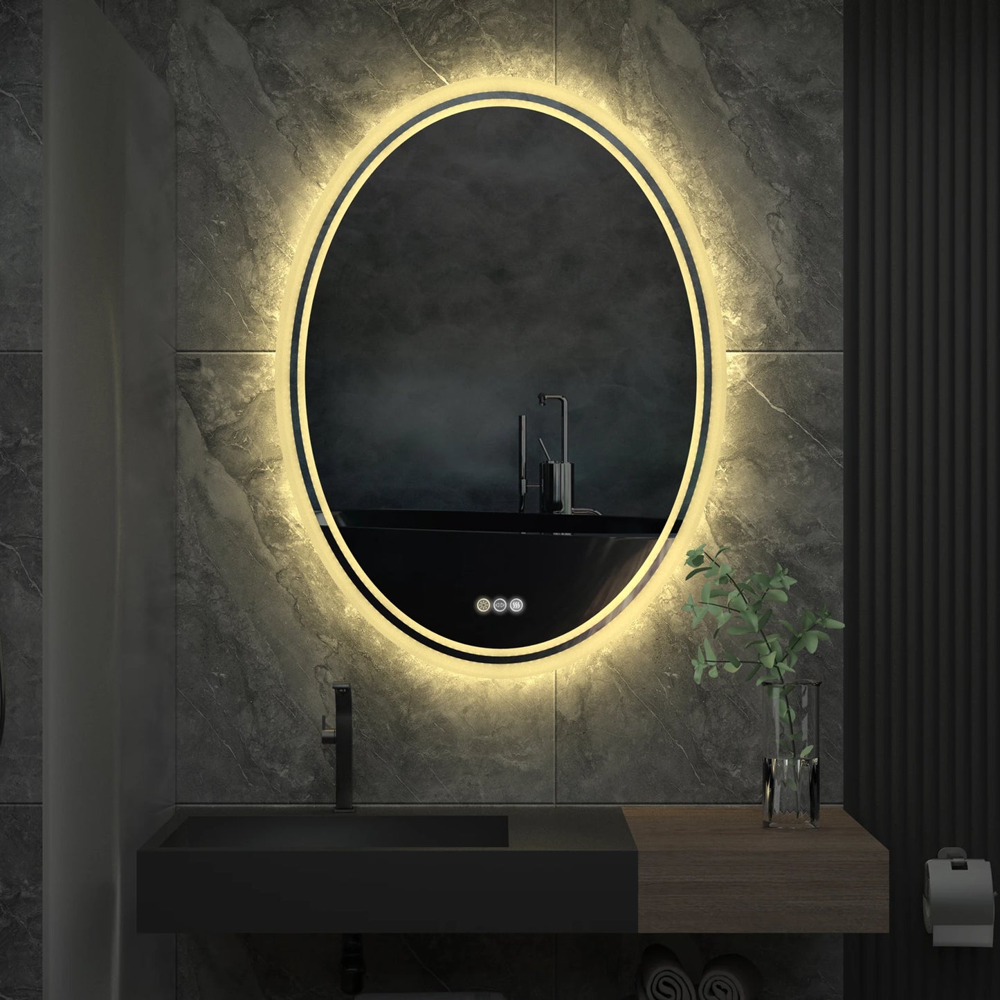 LED Bathroom Mirror Backlit Round Vanity Mirror with Lights Wall Mounted Anti-Fog Lighted