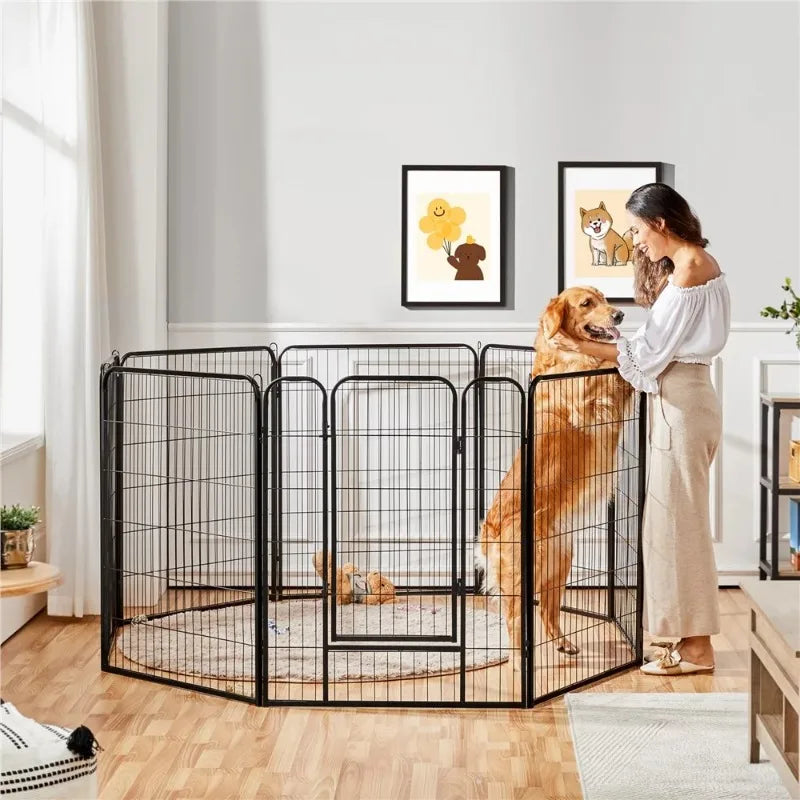 16 Panels 40″ H Dog Playpen Outdoor Indoor Black