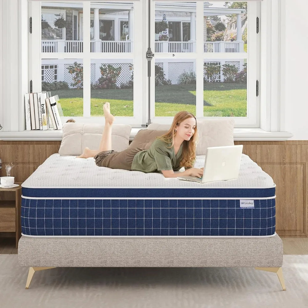 Queen Mattress, 14 Inch Hybrid Mattresses in a Box, Made of Memory Foam