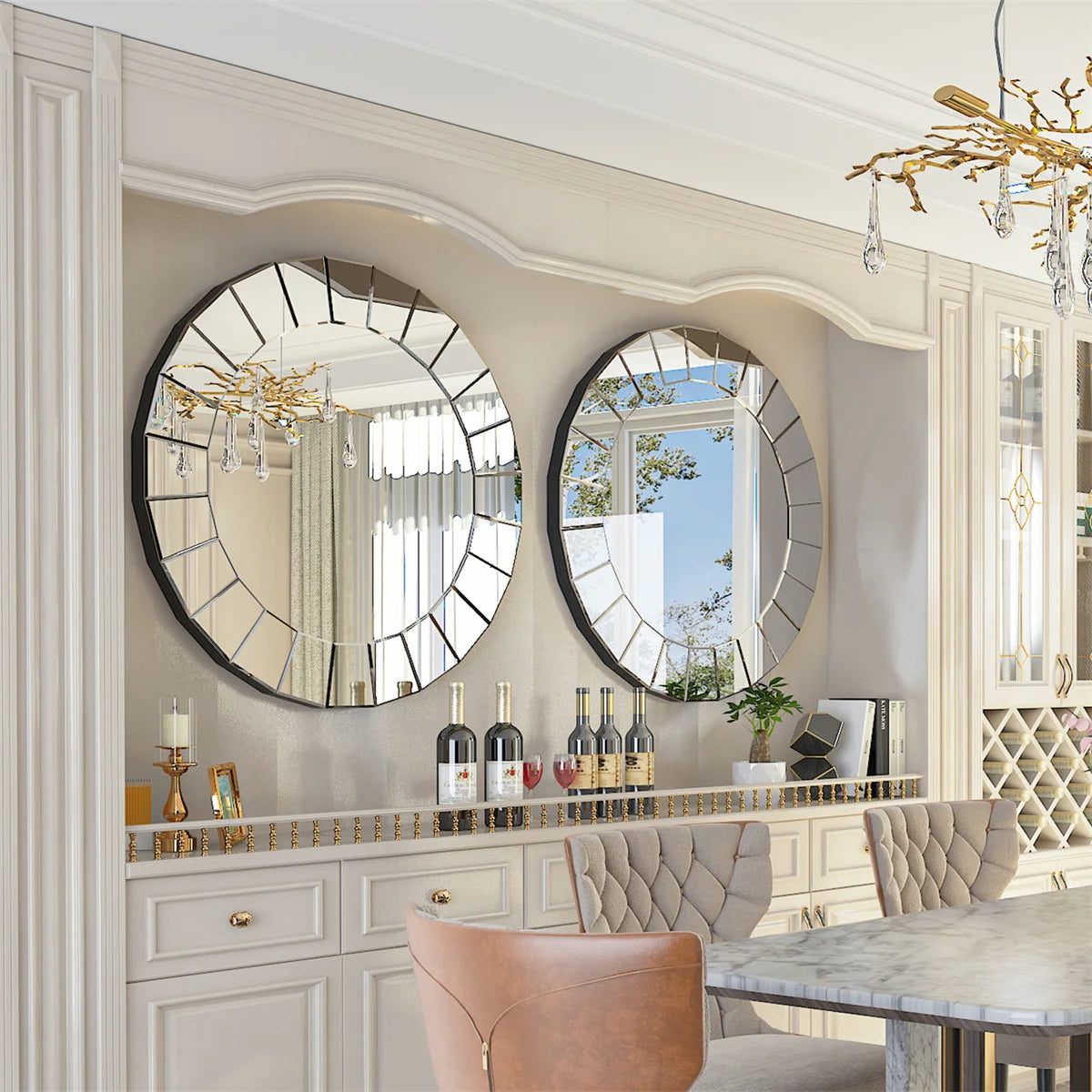 31.5" Large Round Decorative Mirrors for Wall Decor