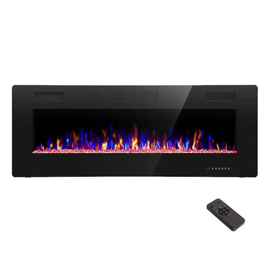 Electric Fireplace in-Wall Recessed Wall Mounted Heater Linear Timer Multicolor Flames Touch Screen