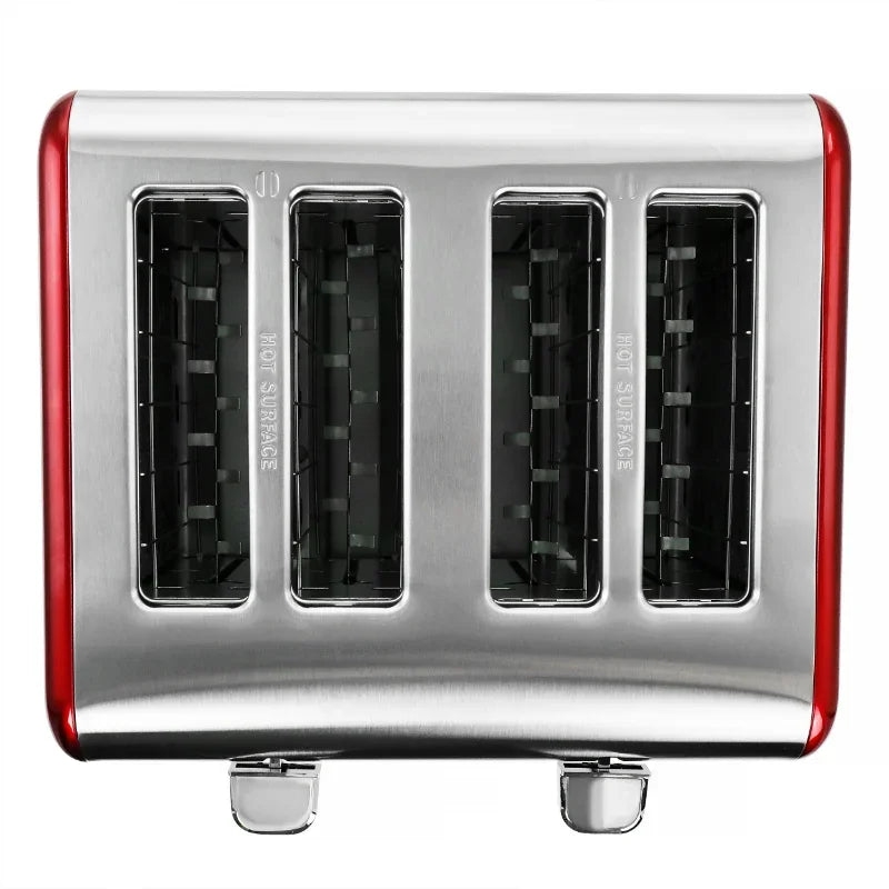 4 Slice Toaster In Stainless Steel Red