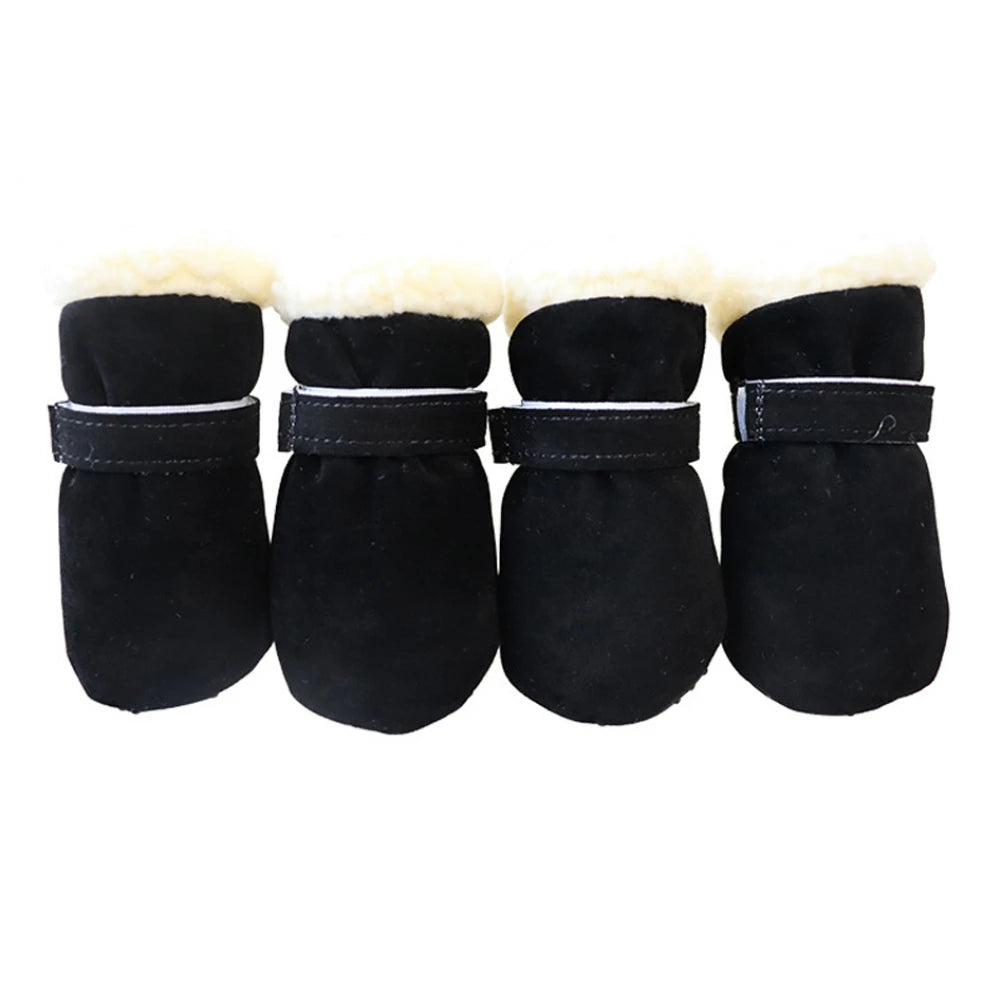 4pcs/set Plush Dog Boots Socks Comfortable Anti-Slip Footwear