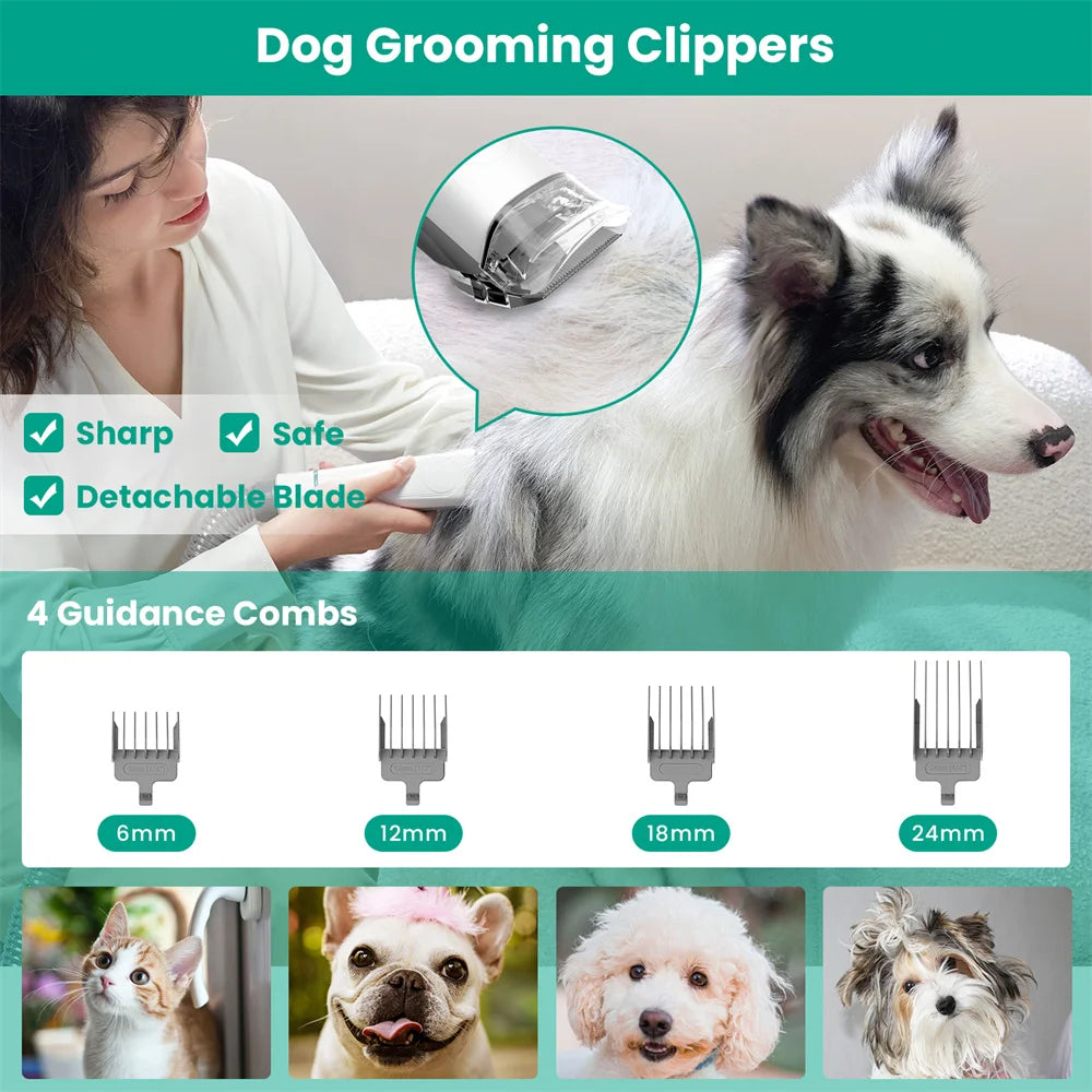 Professional Grooming Clippers with 5 Grooming Tools for Dogs Cats and