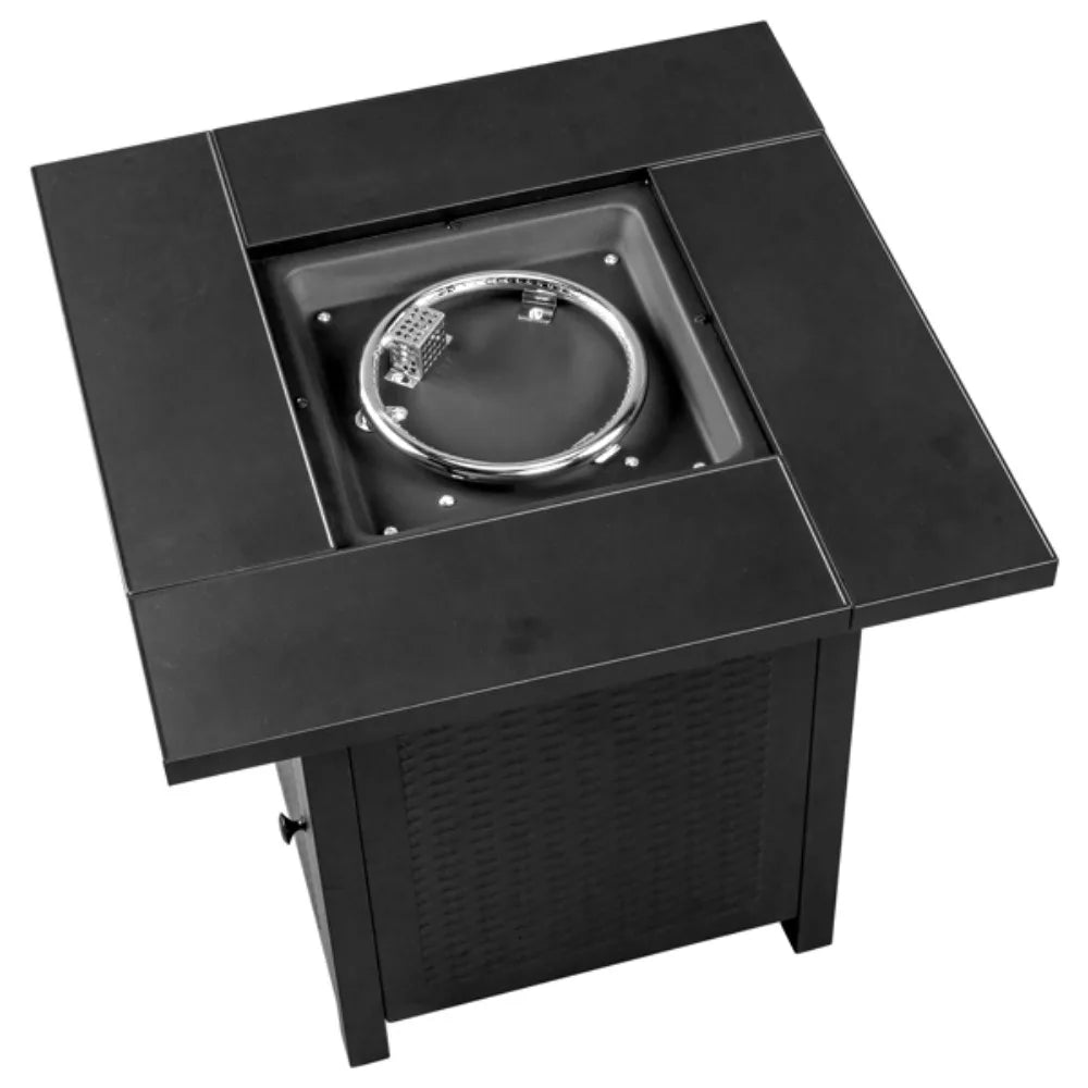 28-Inch 50000 BTU Gas Firepit with Volcanic Stone Black