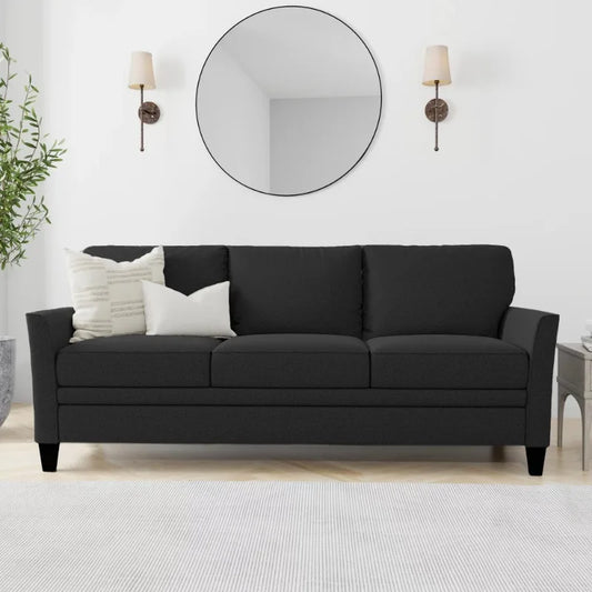 3 Seat Classic Modern Sofa, Black