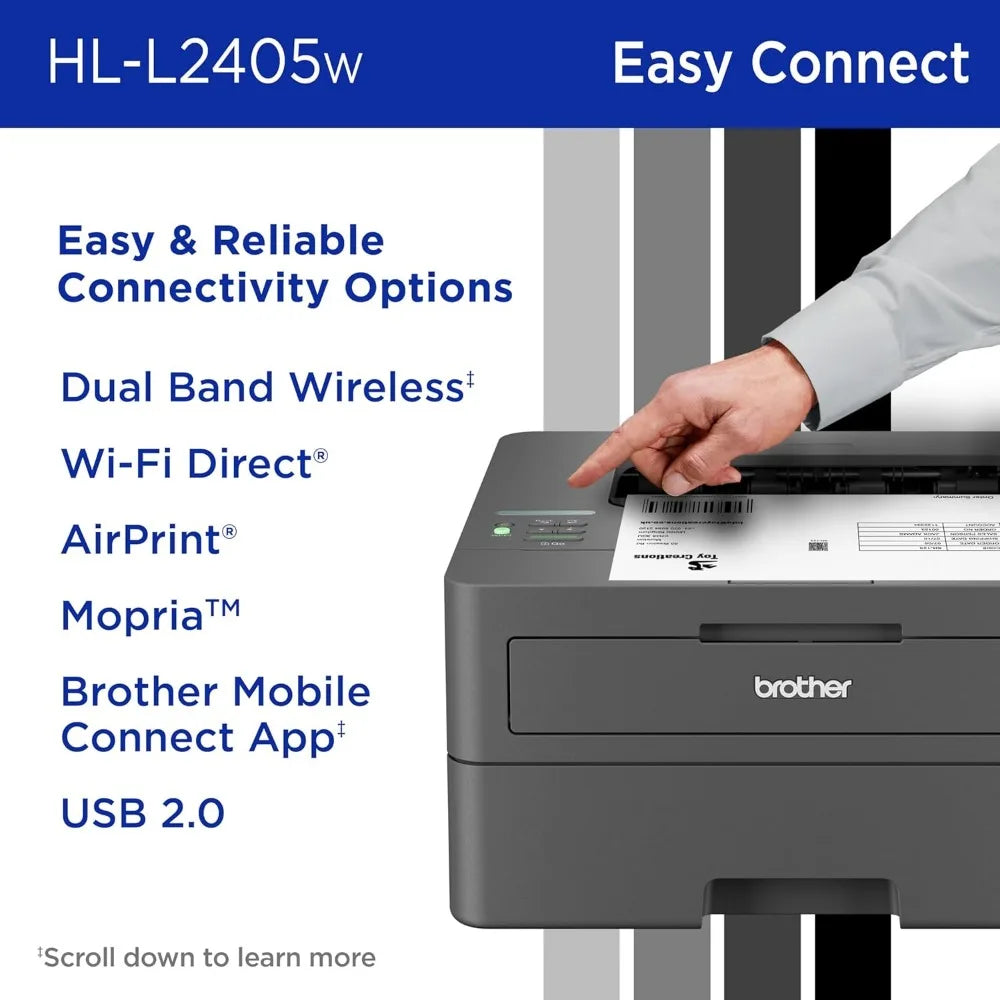 HL-L2405W Wireless Compact Laser Printer with Mobile Printing, Black & White Output