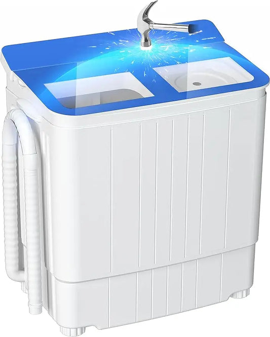 INTERGREAT Portable Waher and Dryer, 14.5 lbs Mini Small Washing Machine Combo with Spin Dryer, Compact Twin Tub Laundry Washer