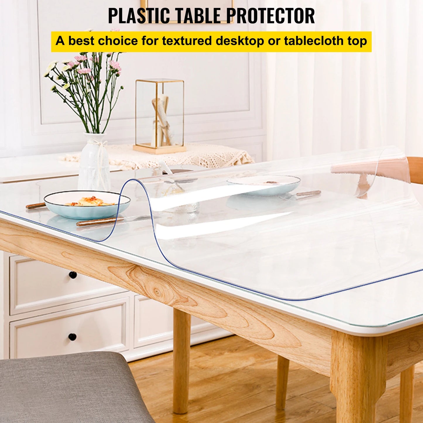 Transparent Clear Desk Cover Protector Plastic Soft Glass Waterproof Oilproof for Dining Table