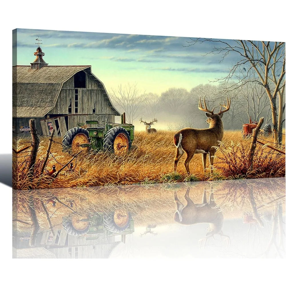 Rustic Wildlife Lodge Hunting Picture Glass Surface Artwork