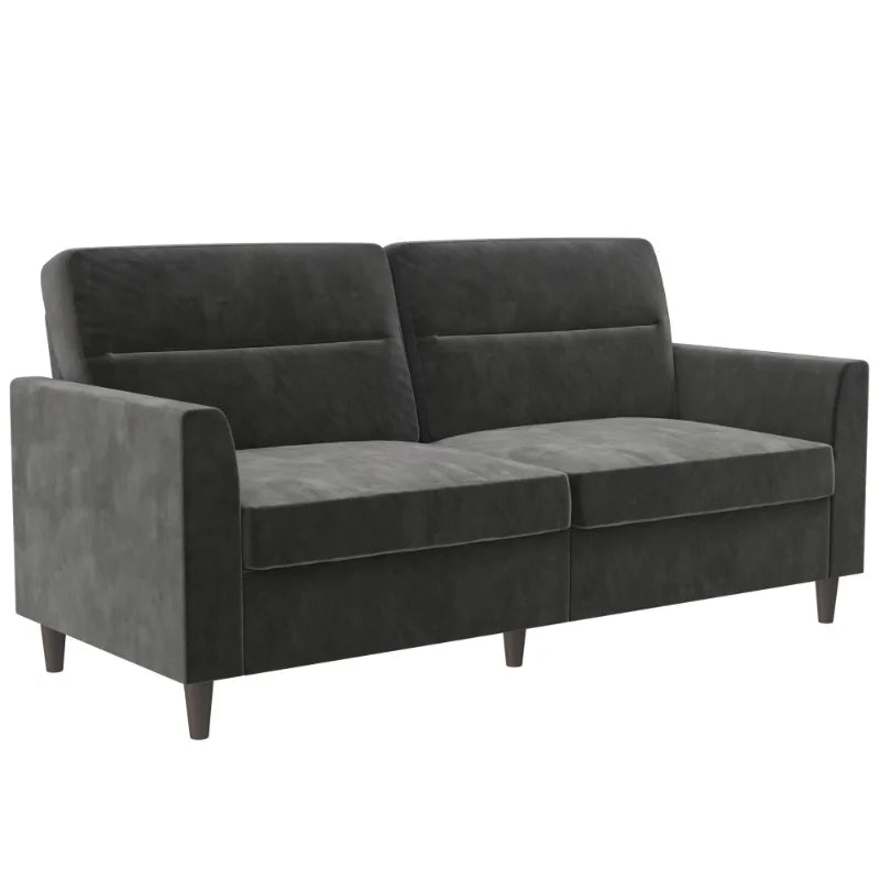 Pocket Coil Cushions, Gray Velvet living room furniture