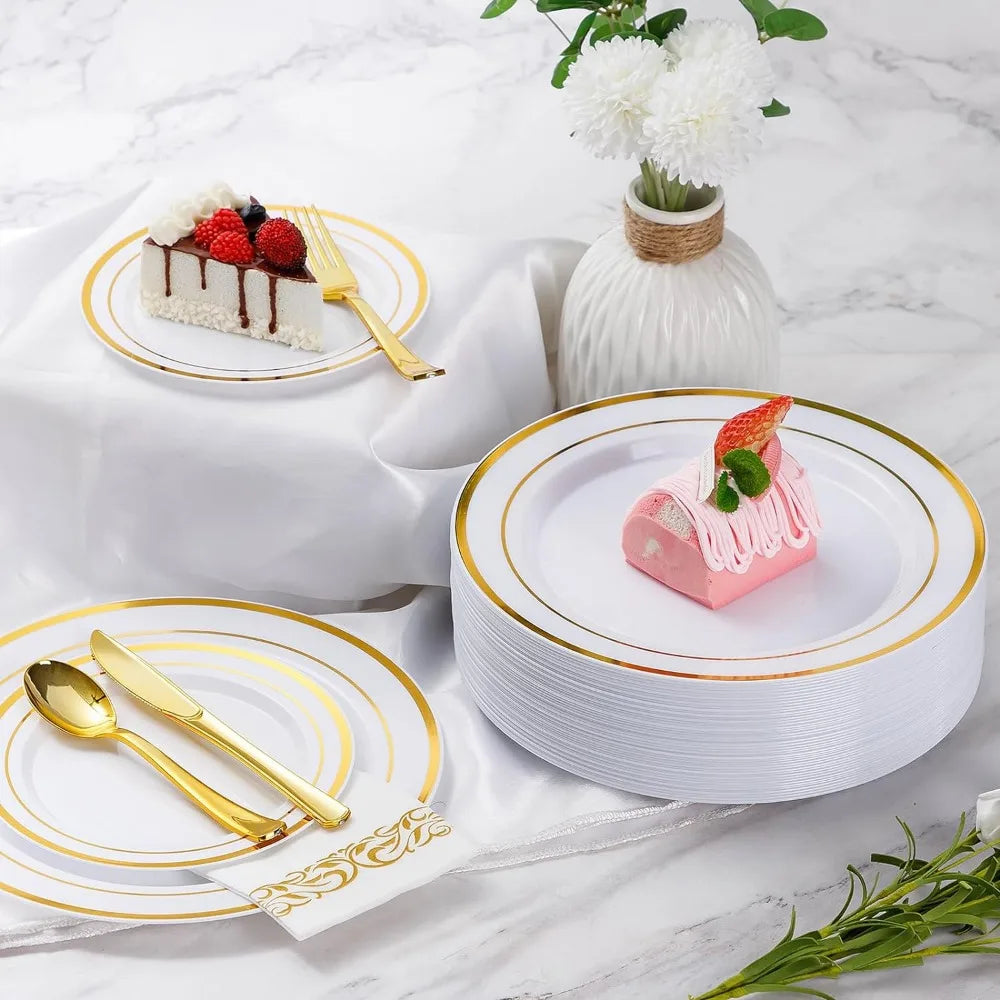 700 Piece Gold Dinnerware Set for 100 Guests