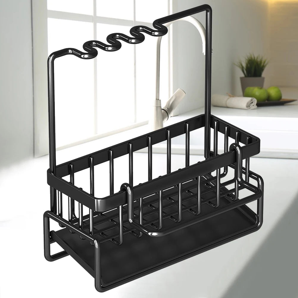 Dish Drainer Sink Basket with Removable Dishcloth Rack