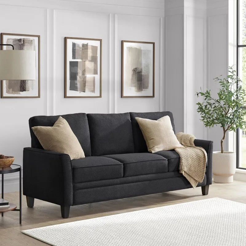 3 Seat Classic Modern Sofa, Black