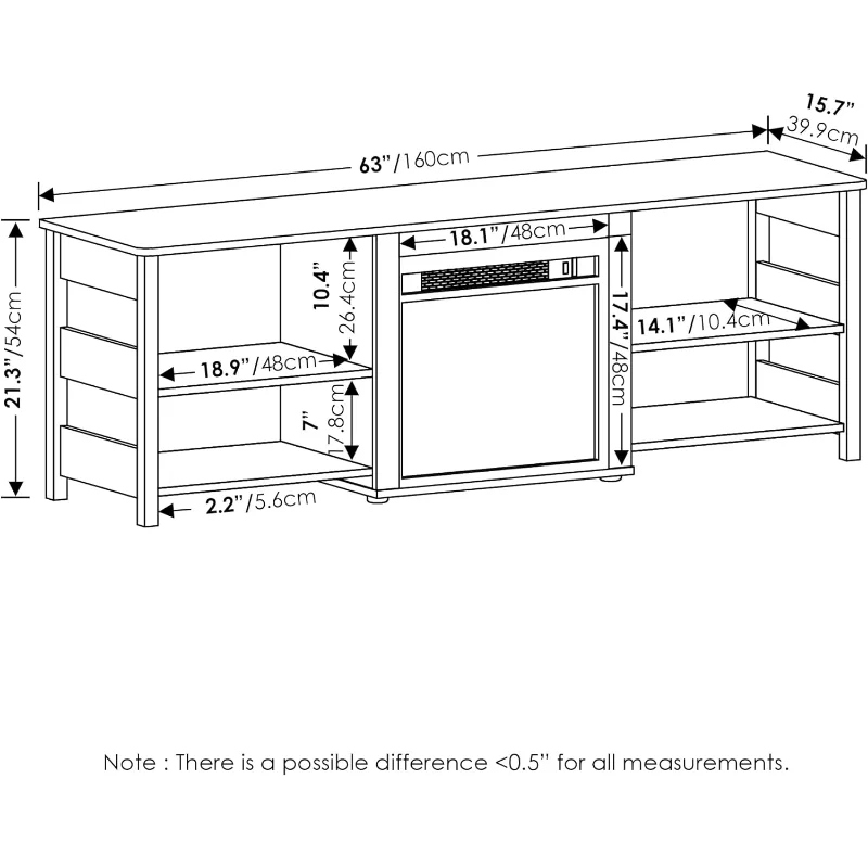 Classic 70 Inch TV Stand with Fireplace