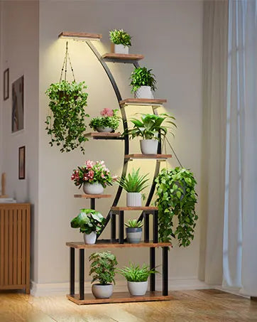 Stand Indoor with Grow Lights, 6-Tiered Tall Plant Shelf, 63"