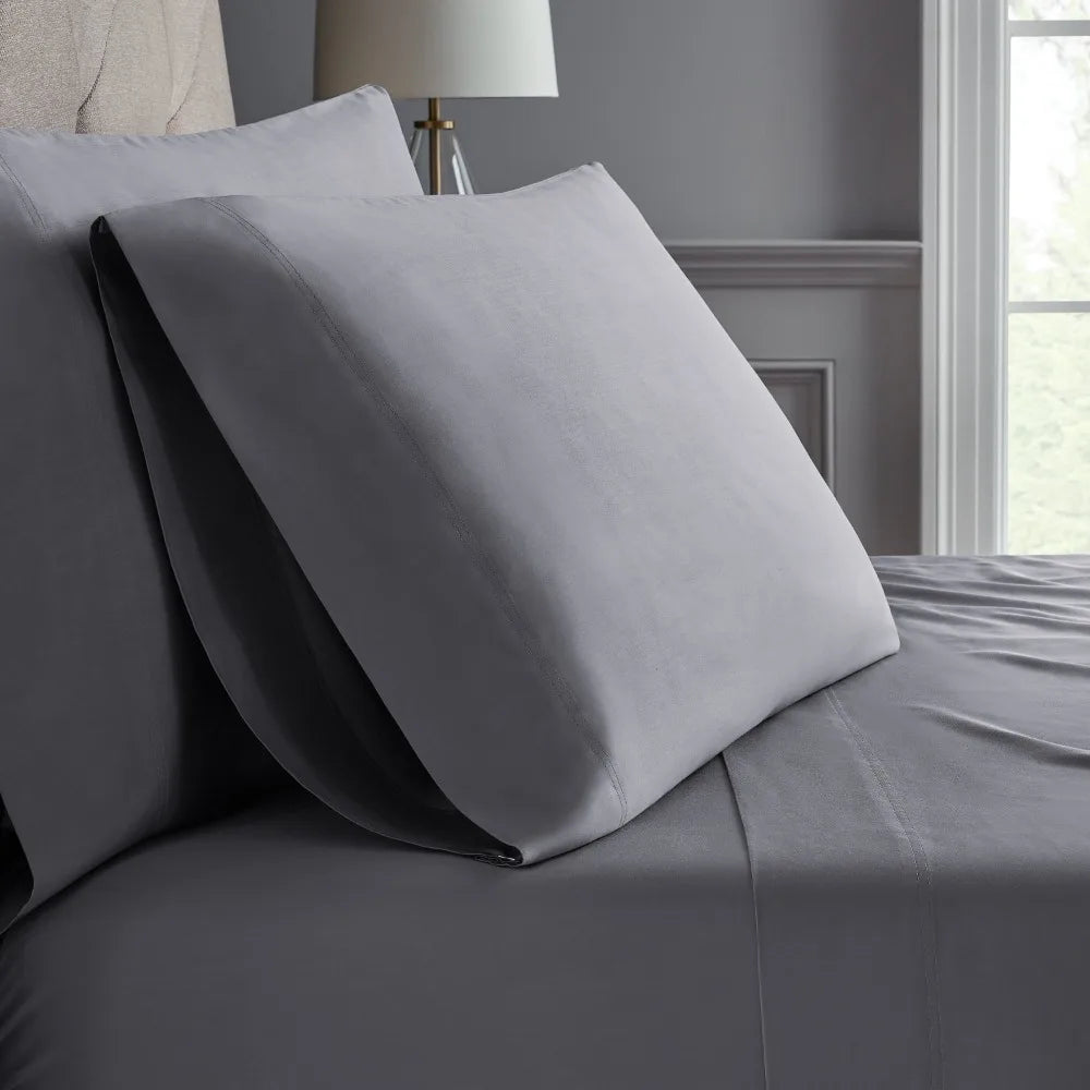 800 Thread Count Cotton Rich Bed Sheet Set, King, Silver, Set of 6