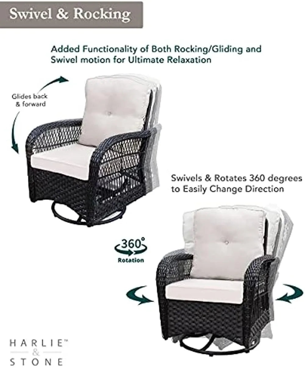 Swivel Rocker Patio Chairs Set of 2 and Matching Side Table