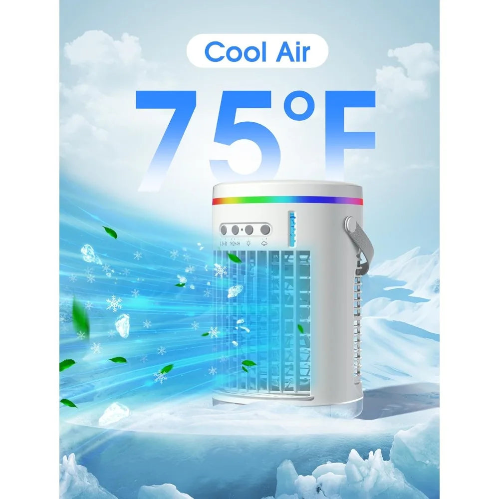 Evaporative Mini Air Conditioner, 3 Speeds, Portable with Humidifier