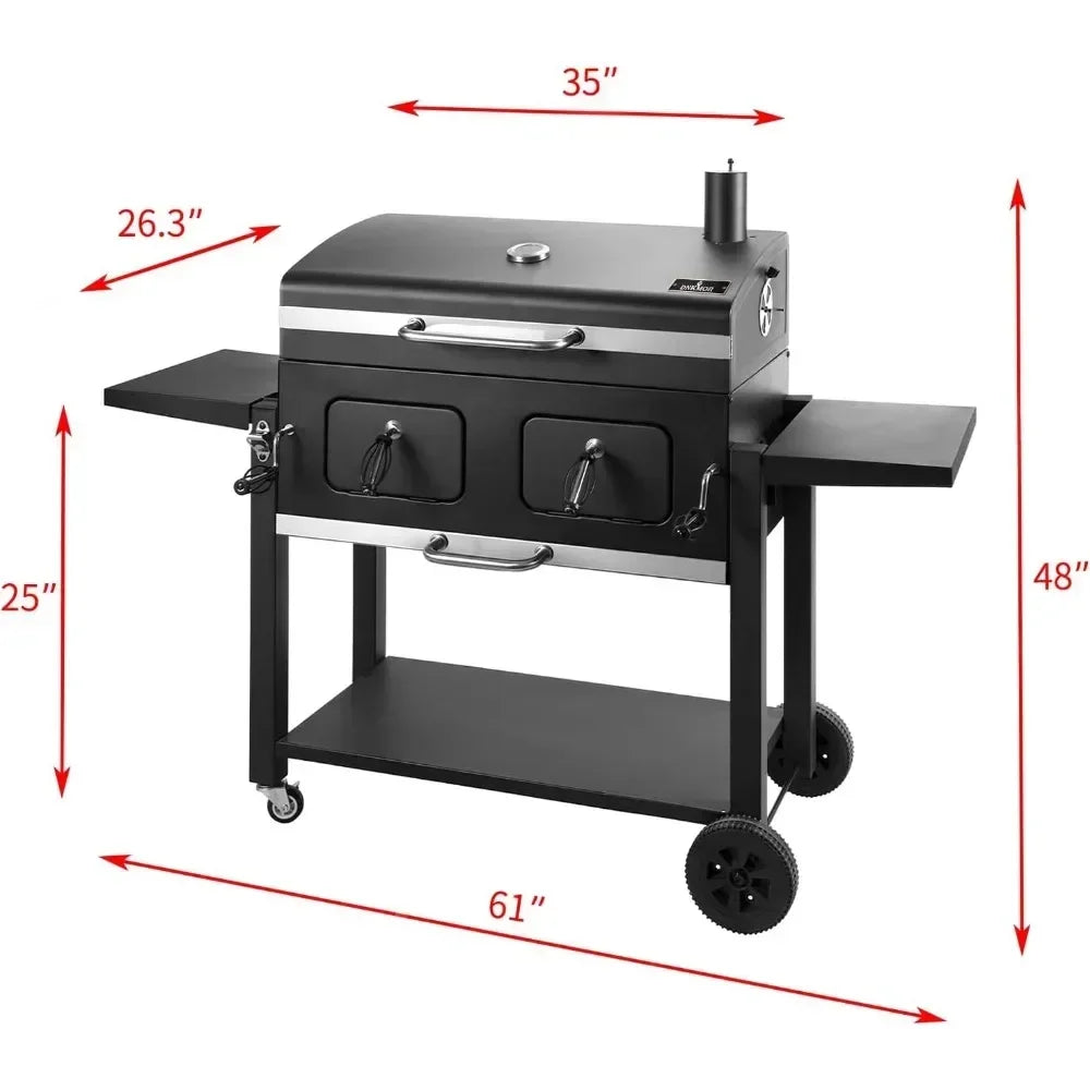 BBQ Grill Charcoal Grill, Large Cooking Area with Two Individual& Adjustable Charcoal Tray