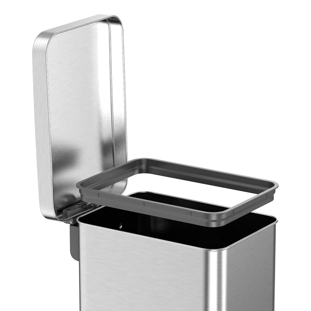 13.2 Gallon Trash Can, Stainless Steel with step