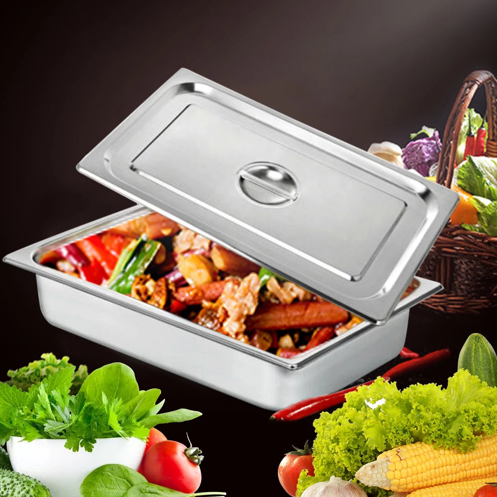 4Pcs Buffet Table Pans Tray Stainless Steel Food Container for Party BBQ Baking