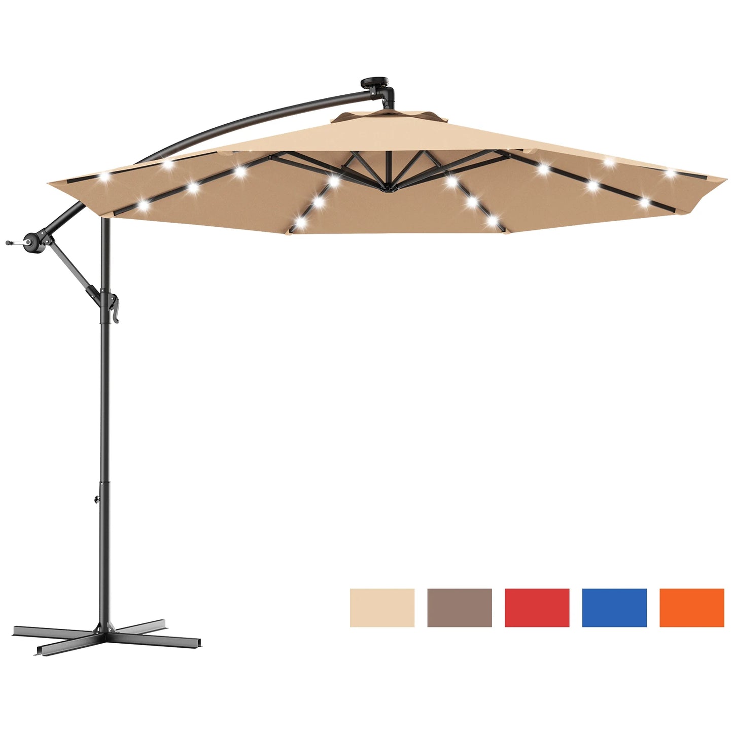 10' Hanging Solar powered LED light Umbrella W/Base