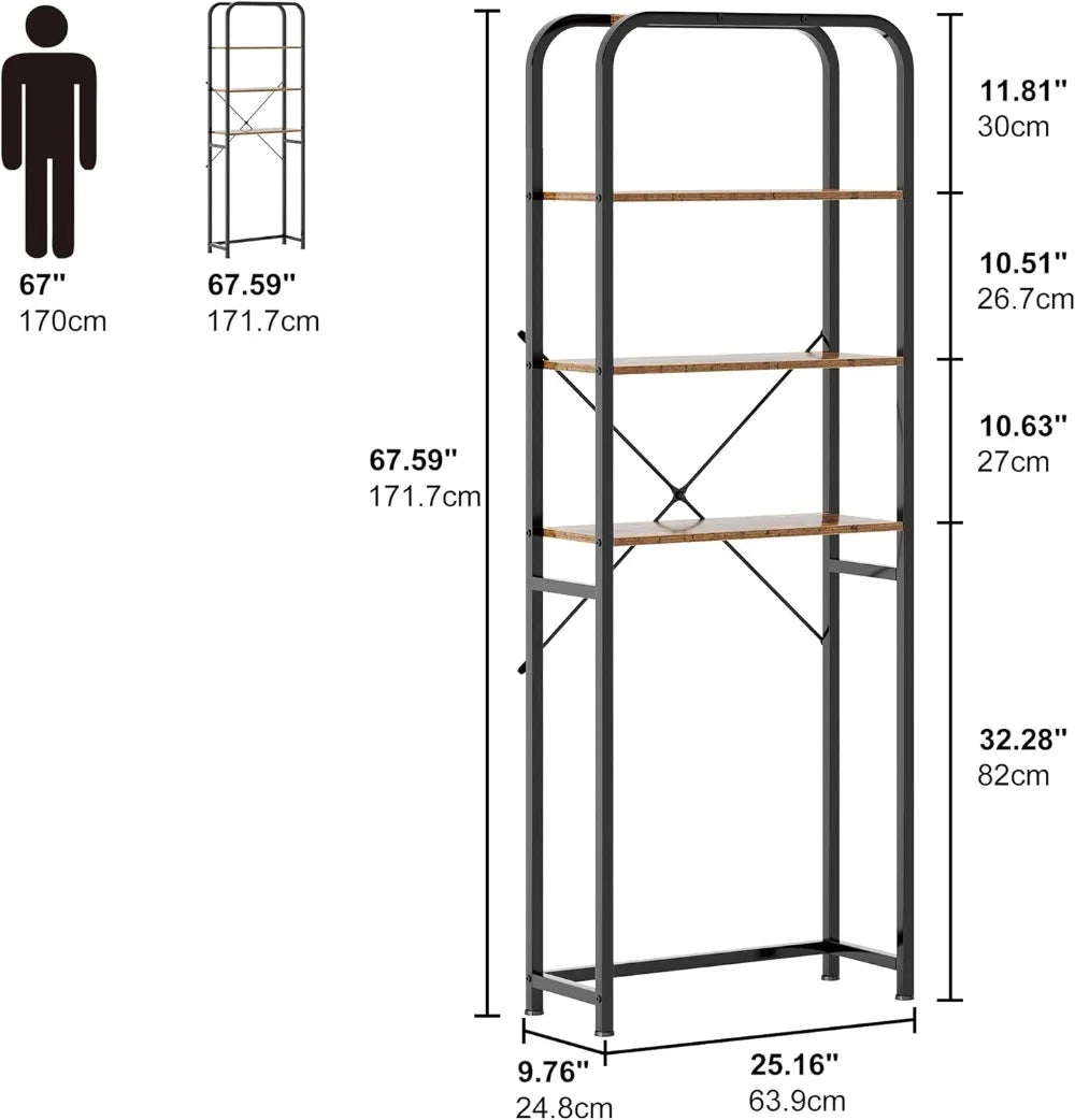 4-Tier Over The Toilet Storage Rack 68 inch Freestanding Bathroom Storage Shelf, Bathroom Organizer Over Toilet, Space Saver