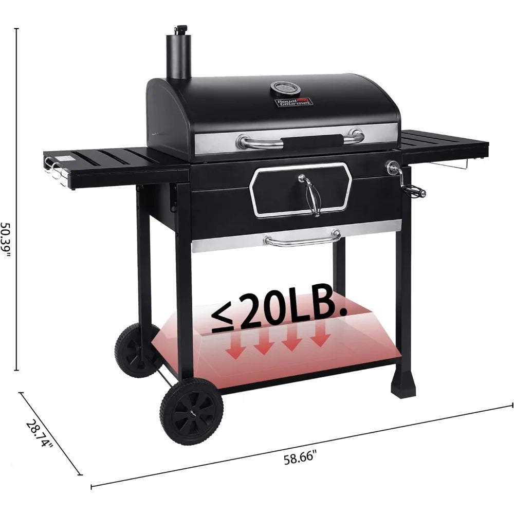 Deluxe BBQ Smoker Picnic Camping Patio Backyard Cooking, Adjustable Charcoal Pan, Cookware BBQ