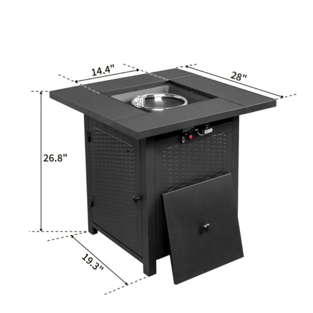 28-Inch 50000 BTU Gas Firepit with Volcanic Stone Black