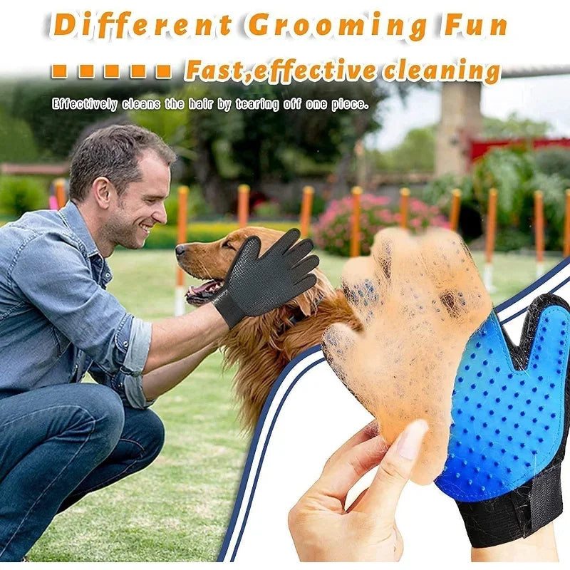 Pet Grooming Kit for Dog 2-Sided Grooming Brush Bath Cleaning Glove