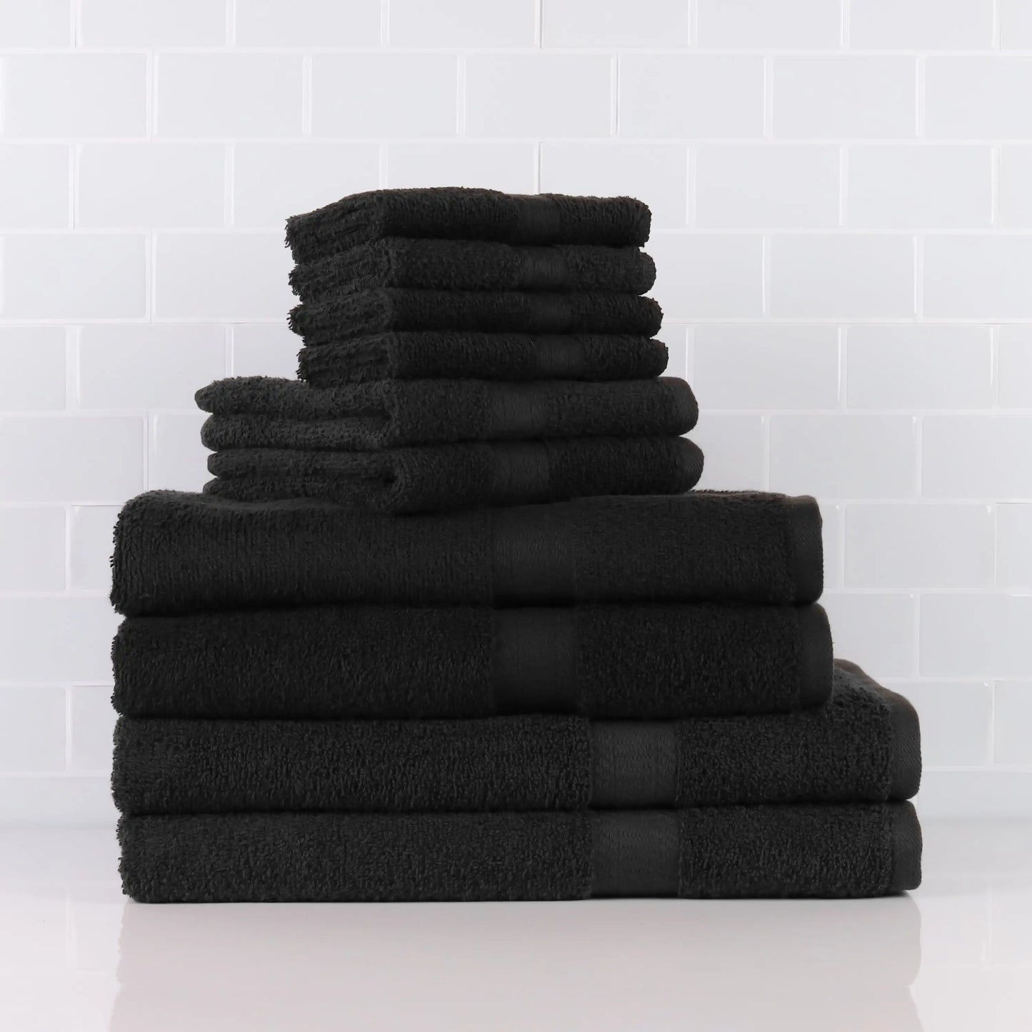 Solid 6/10/18-Piece Cotton Textured Bathroom Towel Sets