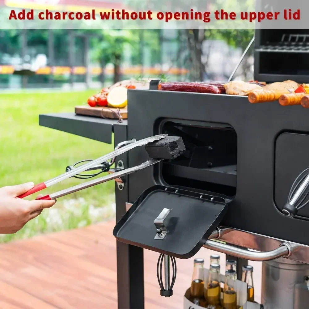 BBQ Grill Charcoal Grill, Large Cooking Area with Two Individual& Adjustable Charcoal Tray