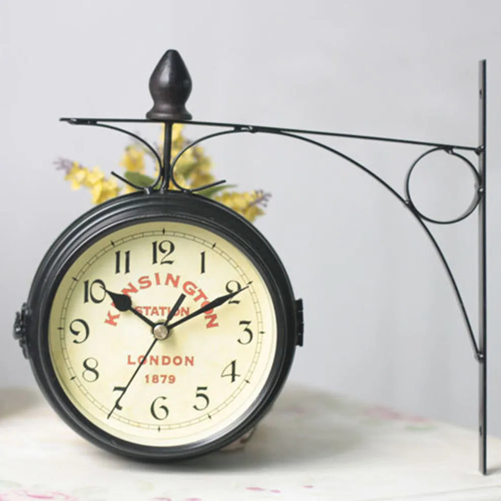 Unique Double-Sided Antique Mini Wall Hanging Clocks Living Room Bedroom Study Classic Wall Decor