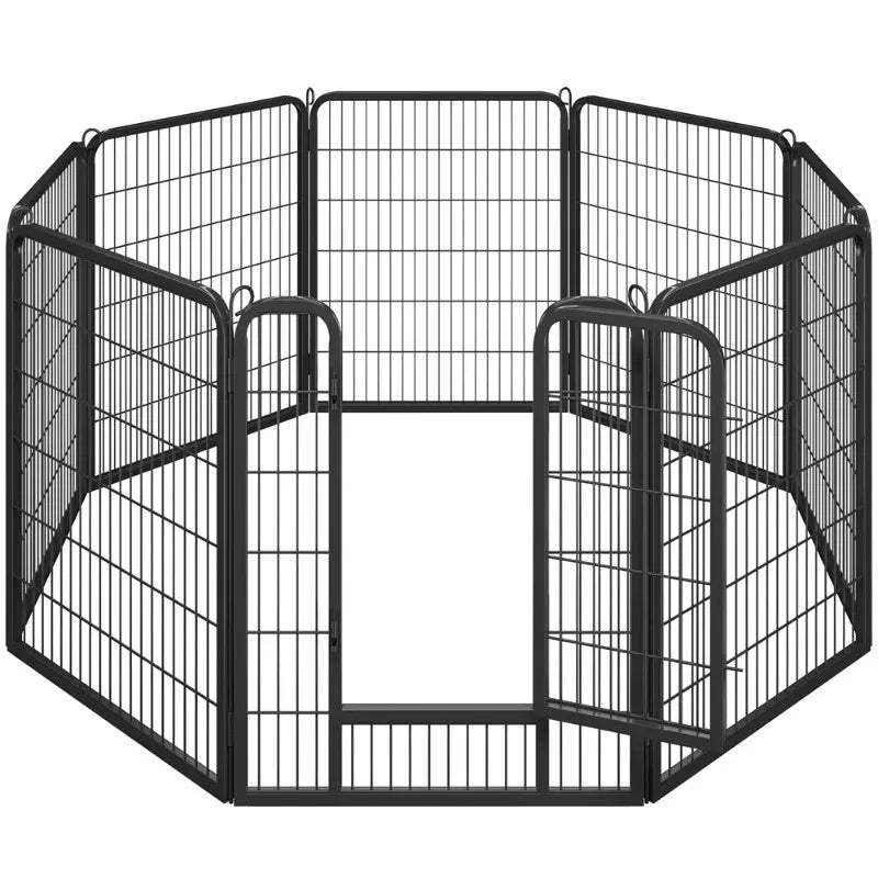 16 Panels 40″ H Dog Playpen Outdoor Indoor Black