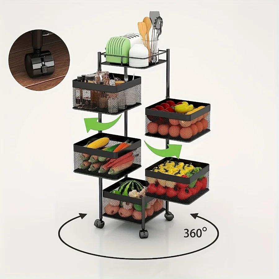 Rotating Kitchen storage rack on Wheels