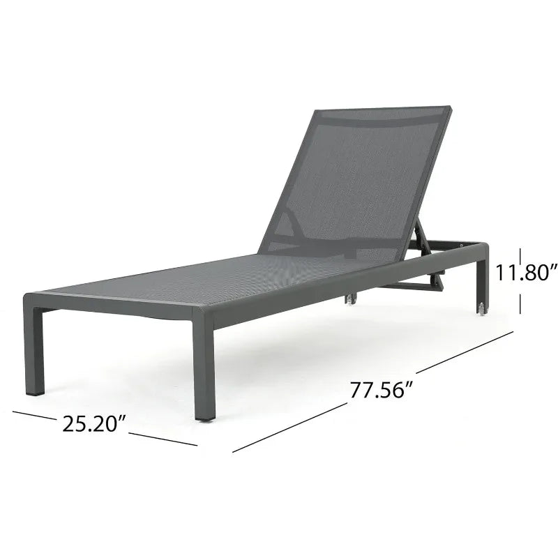 Outdoor Chaise Lounges with Mesh Seat, 2-Pcs Set