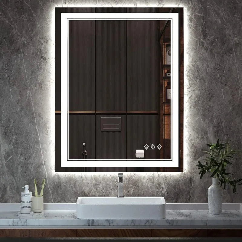 Front and Backlit LED Mirror for Bathroom,3 Colors