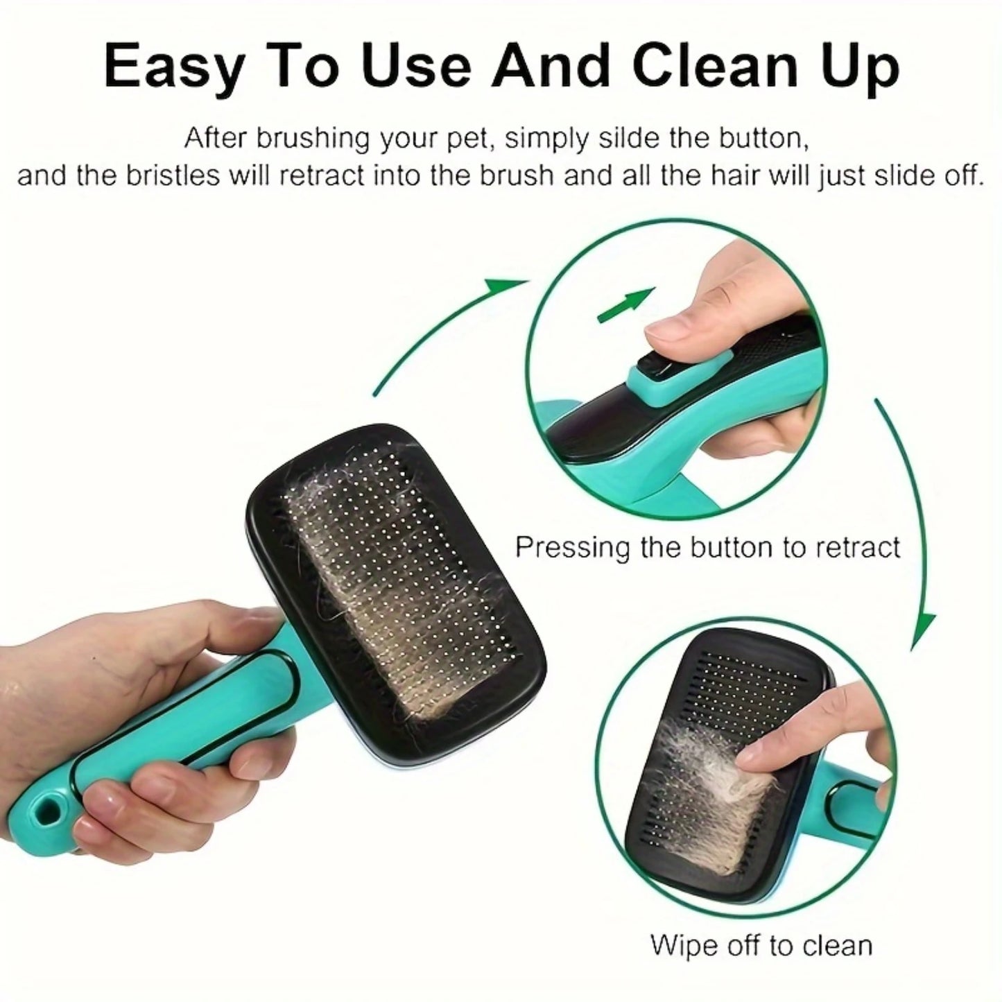 Self-Cleaning Slicker Brush for Shedding & Grooming Short Long-Haired Pets