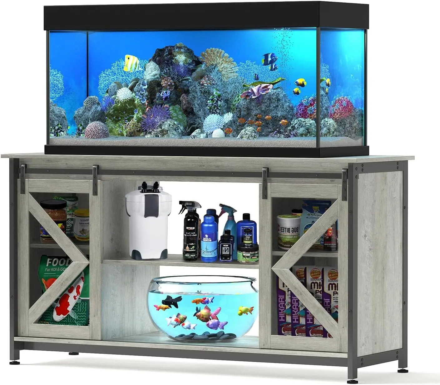 75-90 Gallon Heavy Duty Metal Large Aquarium Stand for Accessories