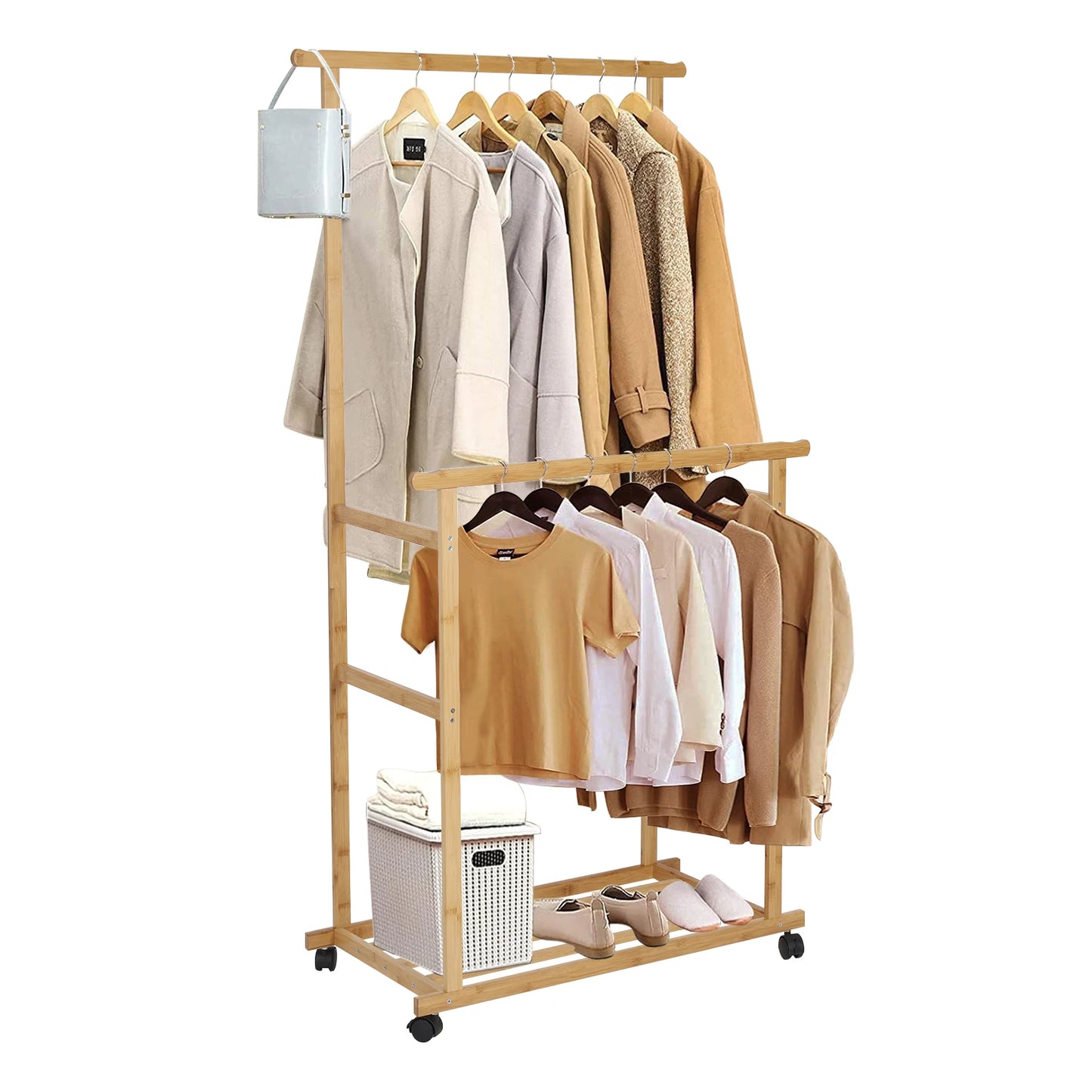 Hanging Heavy Duty Rack with Shoe & Clothing Storage Organizer Shelves