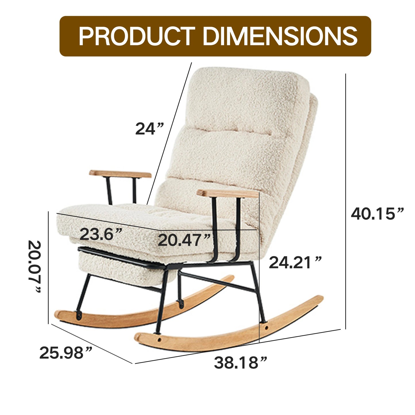 Modern Gliding Rocking Chair with High Back, Retractable Footrest, and Adjustable Back Angle for Nursery