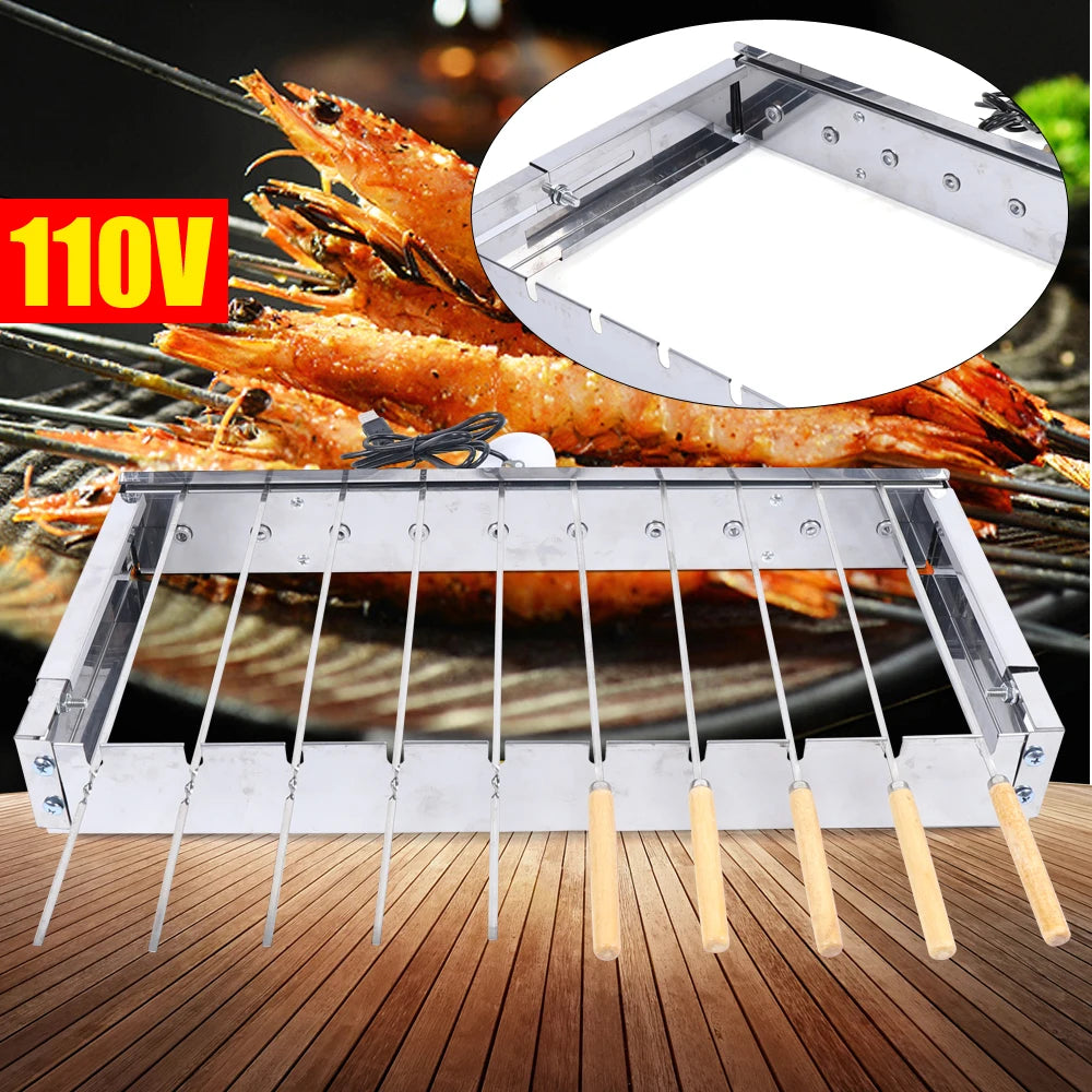 Stainless Steel Electric Rotisserie Grill Rack with Skewers