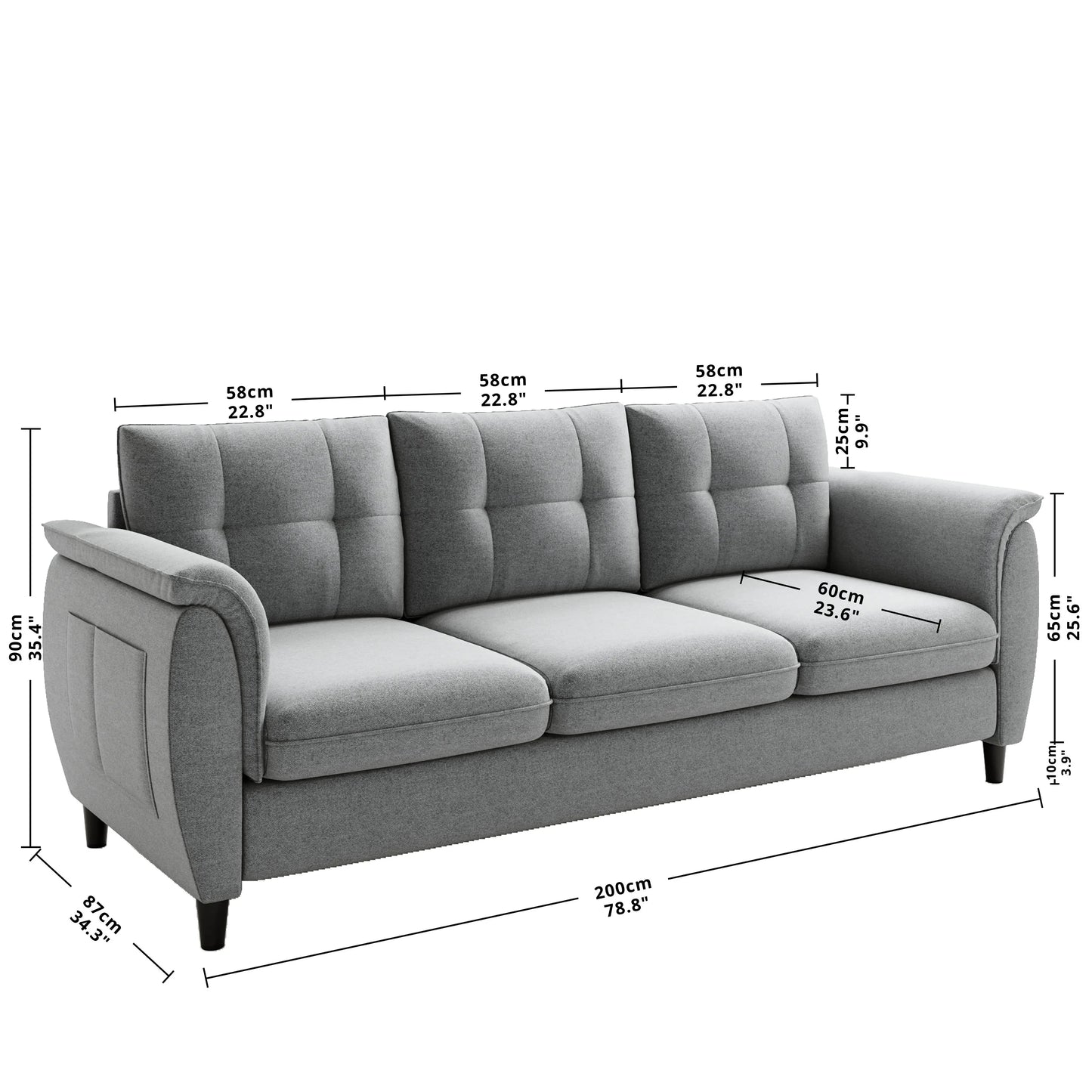 Comfy Lounge Couches with 3-Seater Extra Deep Seats, Modern