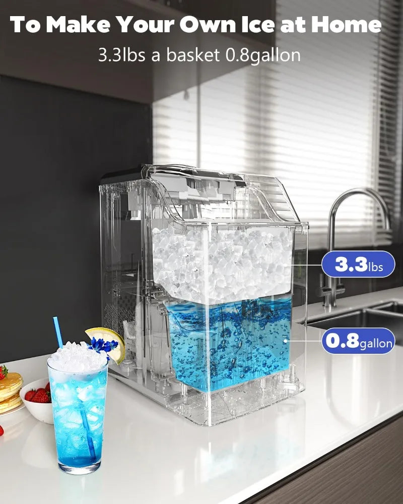 45lbs/Day, Ice Maker Crushed Ice,24H Timer,3.3 Pounds Basket