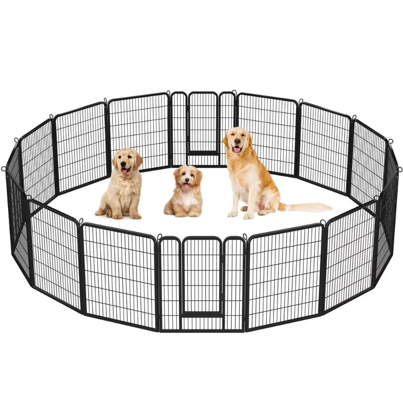 16 Panels 40″ H Dog Playpen Outdoor Indoor Black