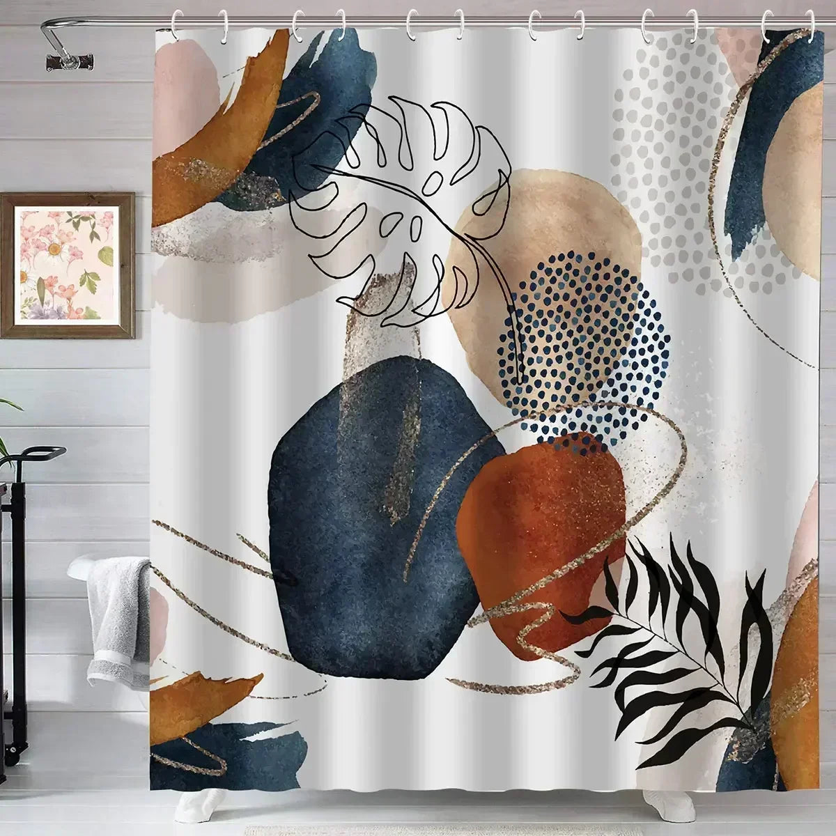 Shower Curtain Waterproof Bathroom Curtain with 12 Hooks
