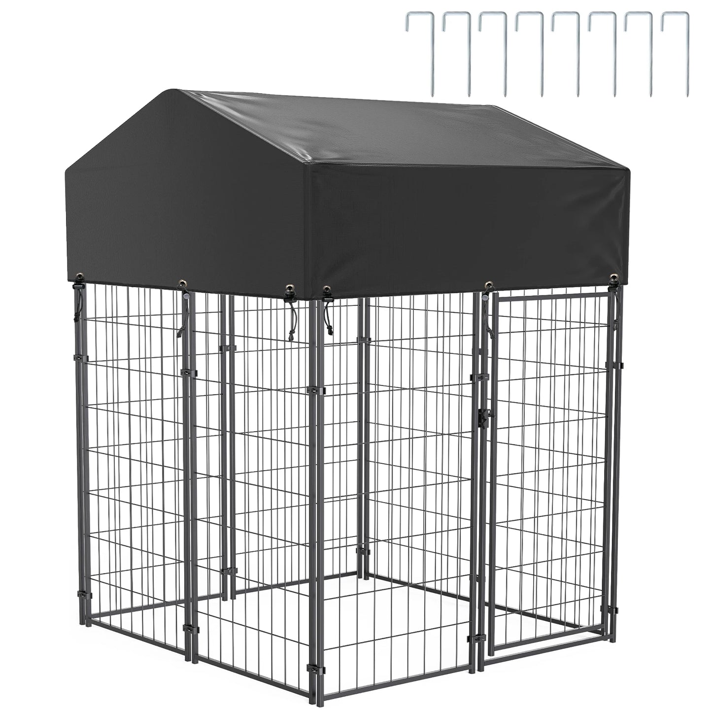 Large Dog Kennels and Runs Crates for Yard with Stakes Waterproof Cover Canopy