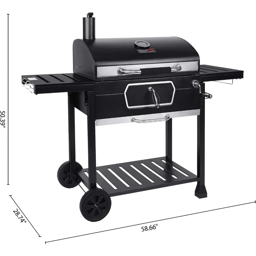 BBQ Grill of 30-Inch, Barbecue Grill with Collapsible Side Tables, Outdoor BBQ Grill