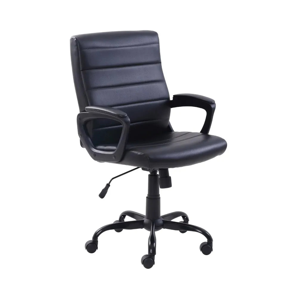 Bonded Leather Mid-Back Manager's Office Chair, Black